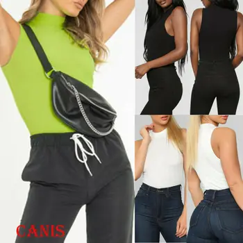 

US STOCK Women Sleeveless Bodysuit Leotard Bodycon Jumpsuit Romper Top Blouse