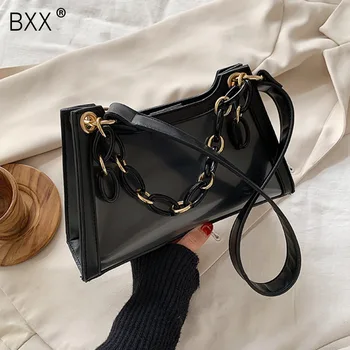 

[BXX] PU Leather Transparent Jelly Crossbody Bags For Women 2020 Fashion Shoulder Messenger Bag Female Solid Color Handbag HL466