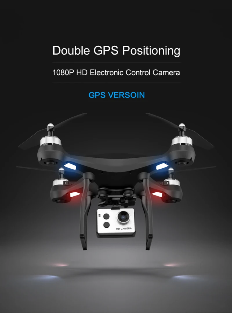 Профессиональный двойной gps умный gps воздушный Квадрокоптер для фотографий 5G 1080P wifi FPV Электрическая регулировка камеры gps следование за мной Радиоуправляемый Дрон