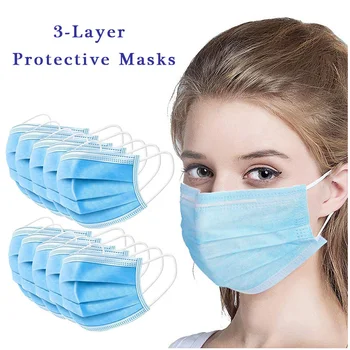 

3 Layers Disposable Protective Masks 20/50PCS Dustproof Facial Protective Cover Masks Maldehyde Prevent bacteria Masks Wholesale