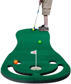Putting Green Mats Set for Golf Putting Use Included 1 Putter & 3 Balls Training Aid Put Cup & Flags Indoor Outdoor Training Mat 1