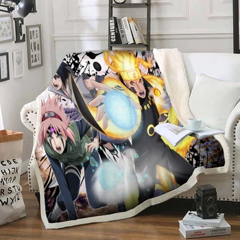 

Anime Naruto Funny character Blanket 3D print Sherpa Blanket on Bed Home Textiles Dreamlike style 16