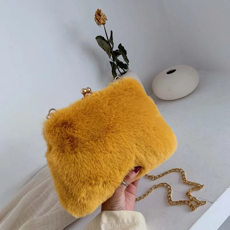 

2019 new Autumn Winter Women Shoulder Bag Ladies Crossbody Bag Leopard Plush Fur Hairy Female Bags Chain buckle bolsos mujer