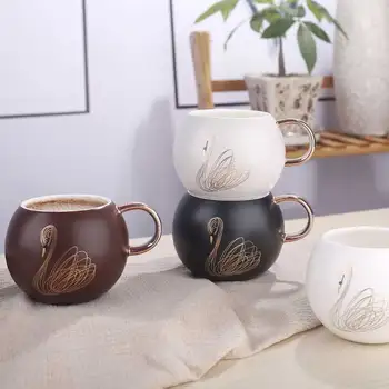 

Personalized Swan Mugs Travel Mug Round-mouth Large Ceramic for Coffee or Tea Lover Unique Handmade Birthday Style Shape Feature