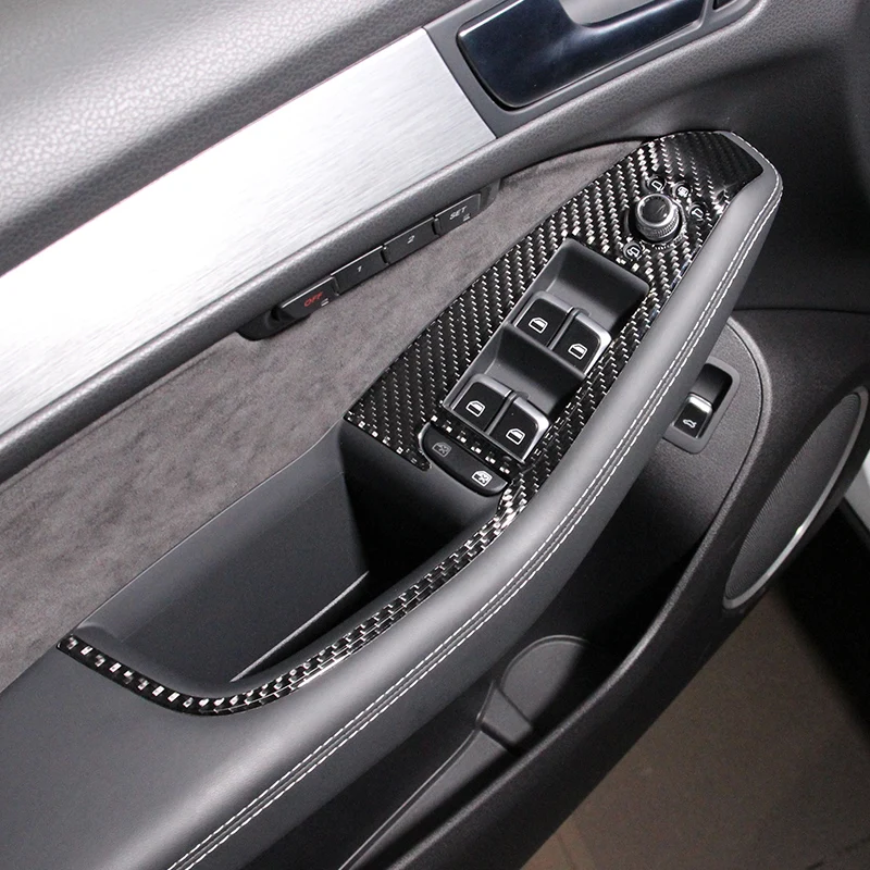 Carbon Fiber Window Glass Lifting Buttons Frame Cover Trim 4pcs For