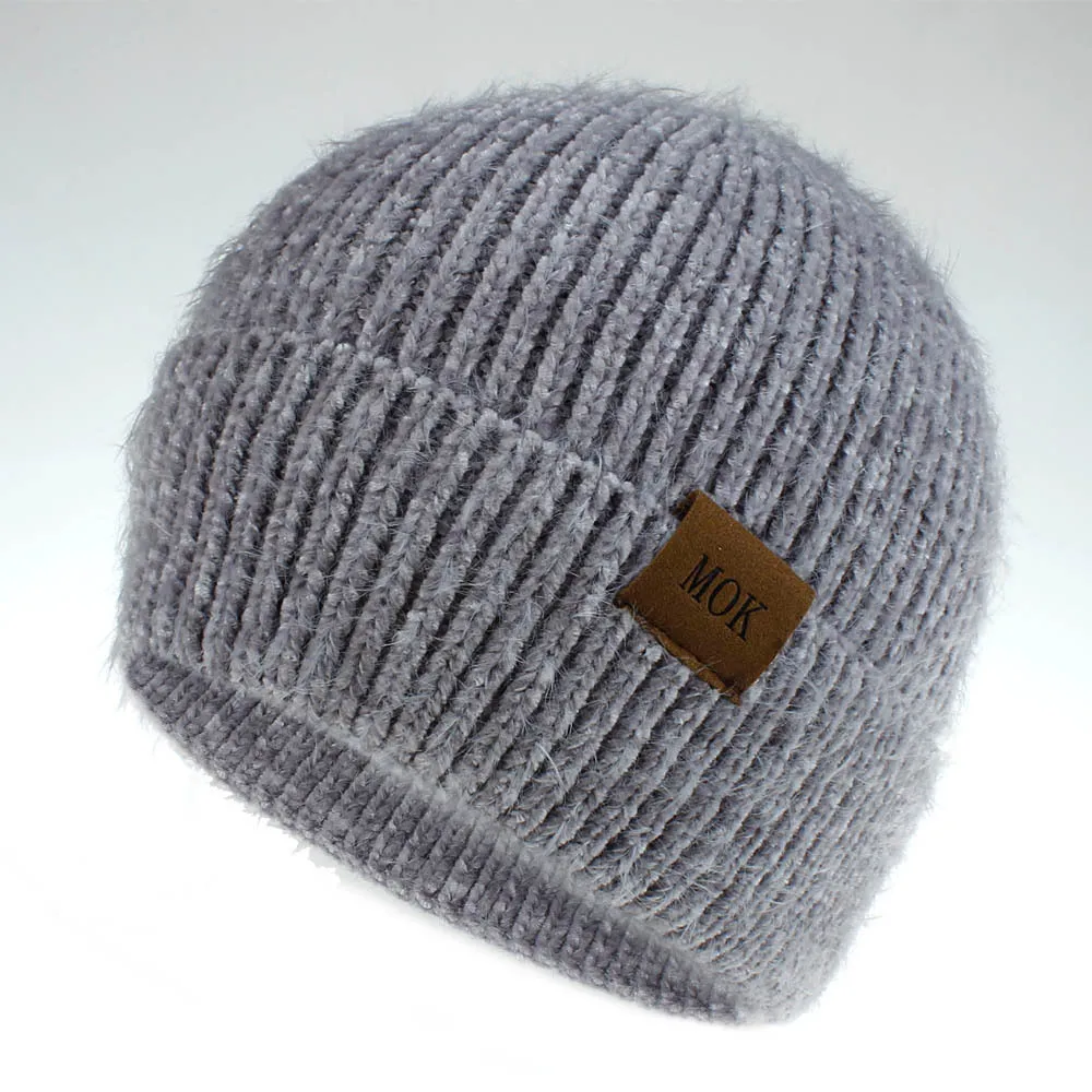 Women's Winter Soft Knitted Beanie Hat European and American mink cashmere casual hat knitted hat tide cap chenille - Цвет: 2