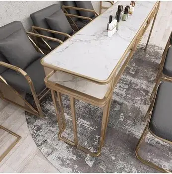 

New manicure table and chair set: single pair, three person manicure stand set: web celebrity simple marble manicure table