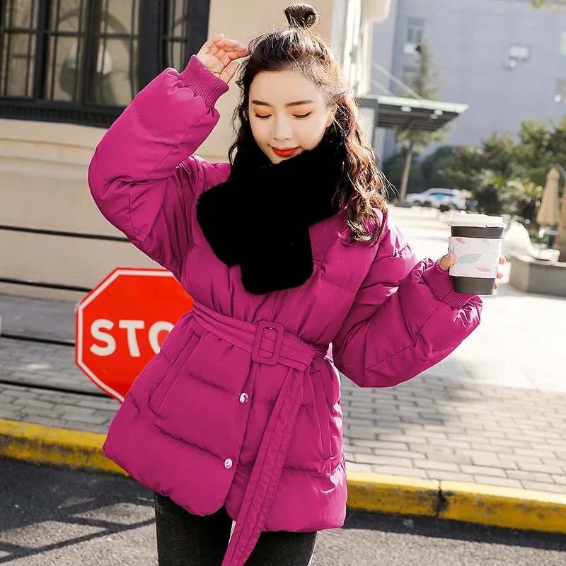 

2018 Winter New Style Mid-length Slimming Simple Solid Color Warm Cotton Coat