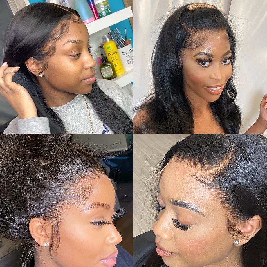 Brazilian Lace Front Human Hair Wigs For Black Women Bone Straight Lace Frontal Wig Full Closure Long 28 30 32 Inch Virgin
