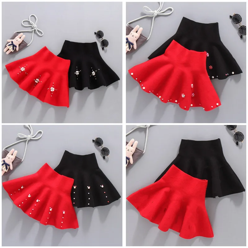 

High Waist School Girl Knitted Skirt Fashion Girl Clothes Solid Color Tutu Kids Skirt for Girl Winter Tutu Skirts 4 5 7 9 11 13T