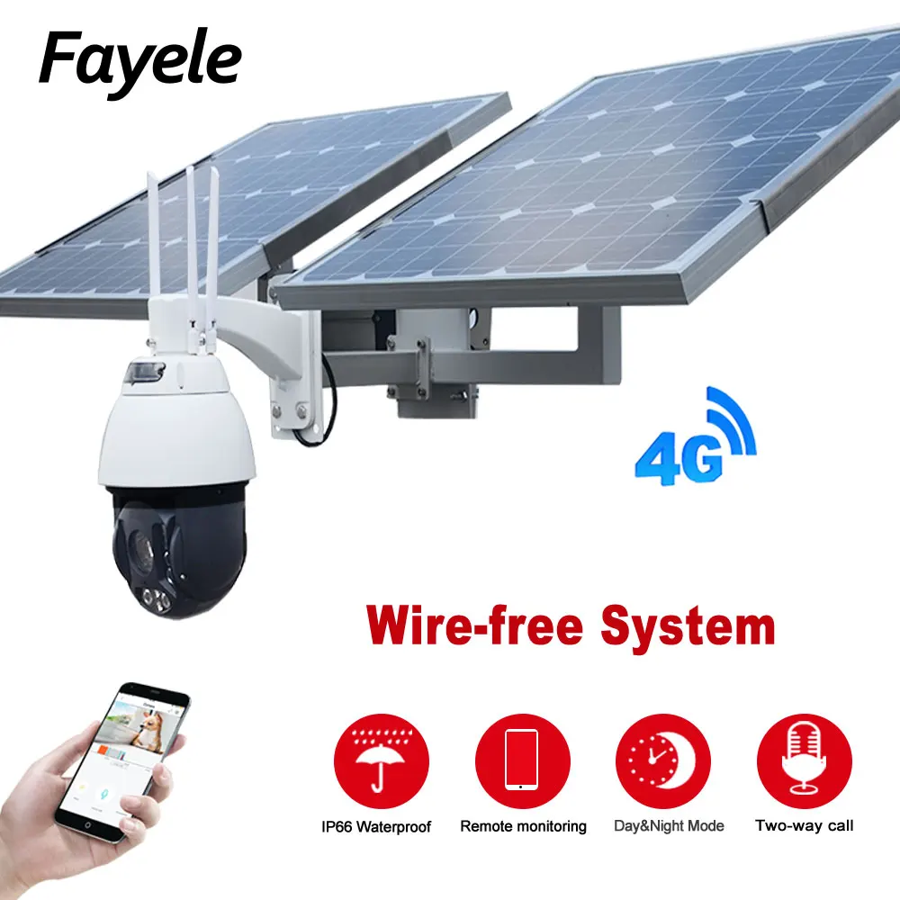 2MP 3G 4G PTZ Camera Solar Powered Energy Kit 120W Panel 50Ah Li