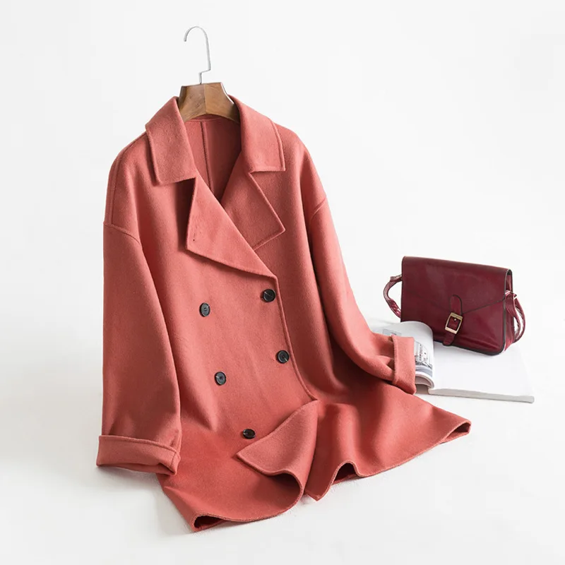 Casual Fashion Korean Cashmere Coat Commute Frosty Style Oversized Coat Double-breasted Loose Thicken New Winter Wool Coat