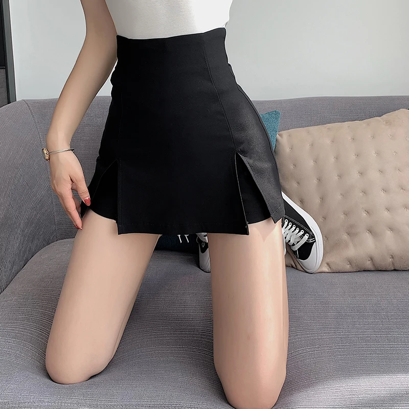 booty shorts for women Sexy Split Skirt Women's Summer 2021 New Black Shorts with High Waist and Slim Hip and Wide Leg Shorts Shorts Women nike shorts