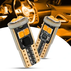 Okeen 4 pçs t10 w5w 168 194 3030 6smd led carro conduziu a luz da placa de licença lâmpada cúpula 12v auto lado marcador luzes canbus amarelo lâmpada