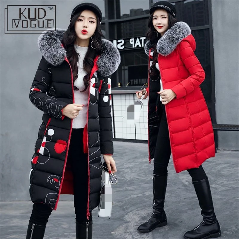 ##BUY Winter Jacket Women Hooded Flower Coat Fur Collar Thicken Warm Long Jacket Female Plus Size 3xl Outerwear Parka Ladies Jacket