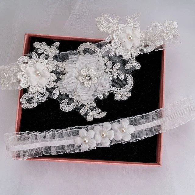White Appliques Wedding Garter For Bride Lace Leg Garter Belt With Blue  Crystals - Wedding Belts - AliExpress