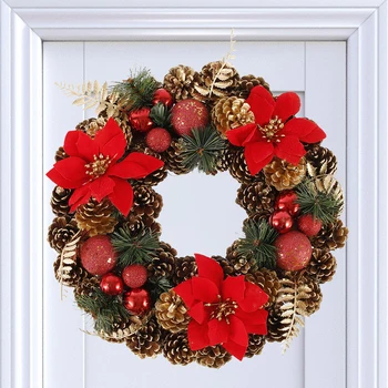 

Christmas Wreath Decorations DIY Hanging Wreath For Home Rattan Festive Party Rattan Christmas Garland Decoration Ornament