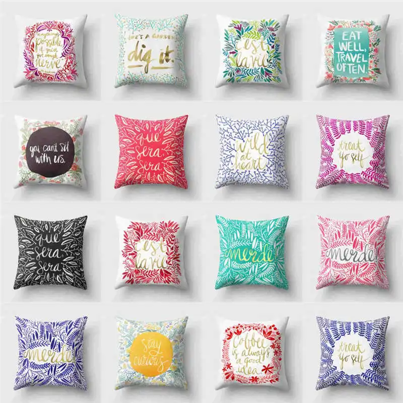 

Fashion Letter Pillowcase Home Decor Cushion Polyester Pillow Waist Cover Sofa Throw 18'' Case
