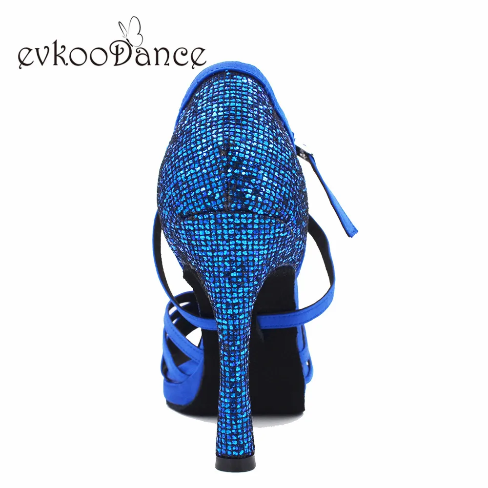 Синие атласные туфли с блестками на платформе 1,5 см; высота каблука 10 см; размеры США 4-12; атласные туфли для латинских танцев; Zapatos De Baile для женщин; NL328