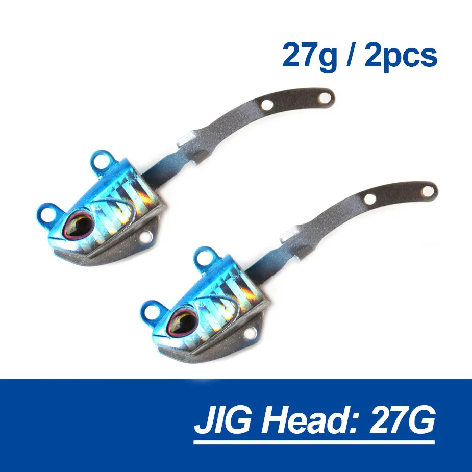 Blue Head 27g TOMA Bass Lure Black Minnow Inter-change-able Soft Body VIB 14g 21g 35g 50g Fast Sinking Fishing Lure Jig Head Soft Bait - Цвет: Blue Head 27g
