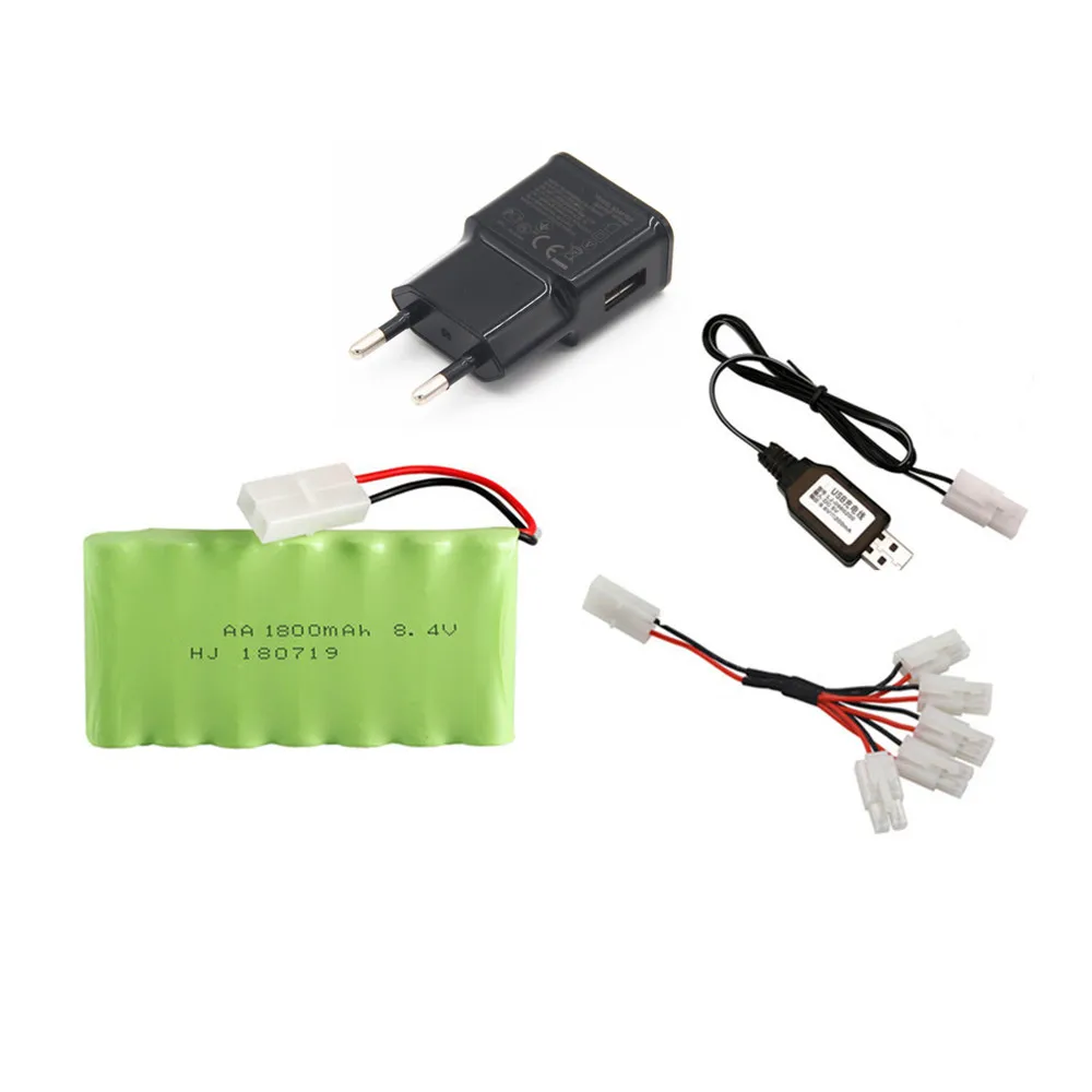 8.4V 1800Mah Ni-Mh Batteria + Caricatore Usb 8.4V Per I Giocattoli Di Rc Auto Barca Serbatoio Pistola Treno Robot Aa Nimh 8.4V 700Mah Batteria Nimh