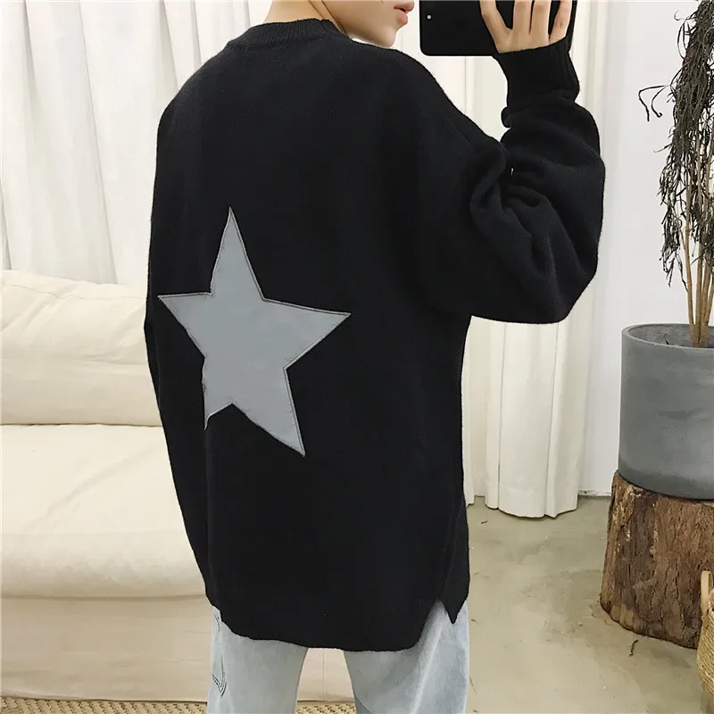 Reflective Sweater Men Warm Fashion Sweter Clothes Casual Knit Sweaters Man Streetwear Loose Long-sleeved Pullover Men M-2XL Reflective Sweater Men Warm Fashion Sweter Clothes Casual Knit Sweaters Man Streetwear Loose Long-sleeved Pullover Men M-2XL