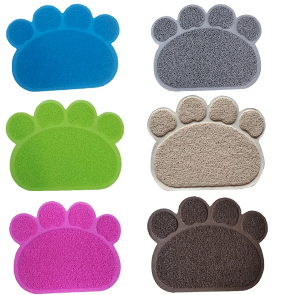 

PVC Pet Mat Non-slip Claw-shaped Cat Litter Rub Feet Cat Toilet Dog Puppies Feeding Mat Cute Dish Bowl Food Feed Placement