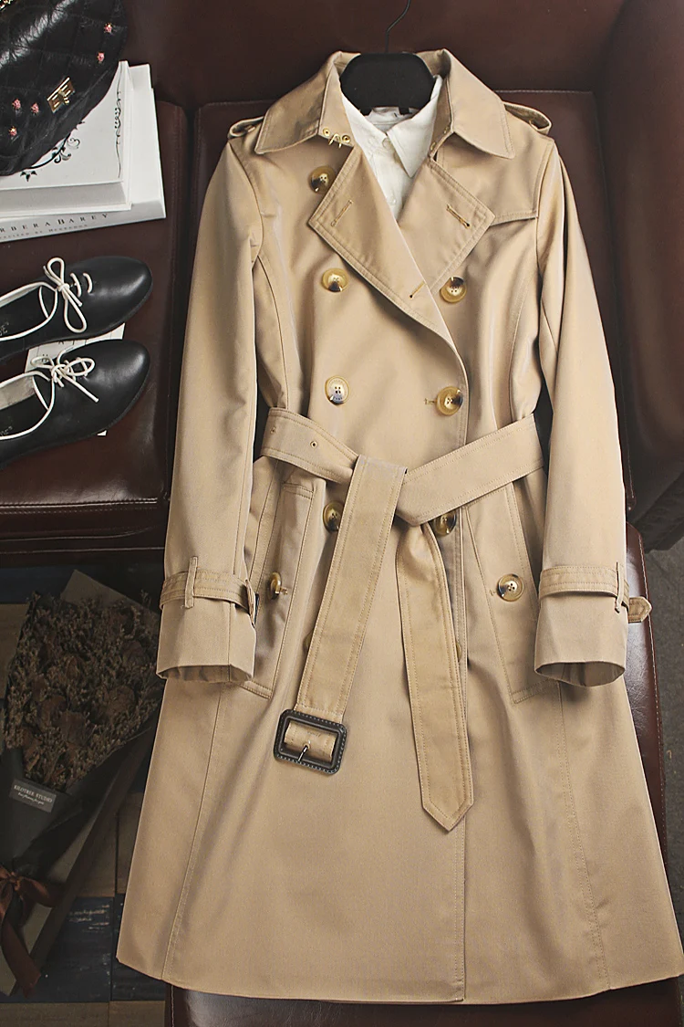 

Obrix New Style Trendy Female Trench Autumn Spring Fashionable Cotton High Quality Long Solid Color Coat For Women