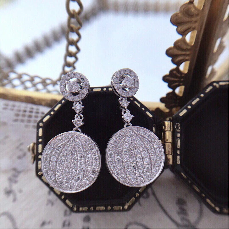 Aazuo Real 18K Solid White Gold Natrual Diamonds 1.3ct Fairy Round Stud Earrings Gifted For Women Advanced Wedding Party Au750