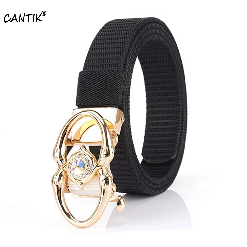 CANTIK Quality Ladies Nylon & Canvas Belts Crystal Diamond Decorative Automatic Buckle Clothing Accessories Women 2.5cm CBCA297 cantik unique design crystal diamond decorative automatic buckle quality ladies nylon