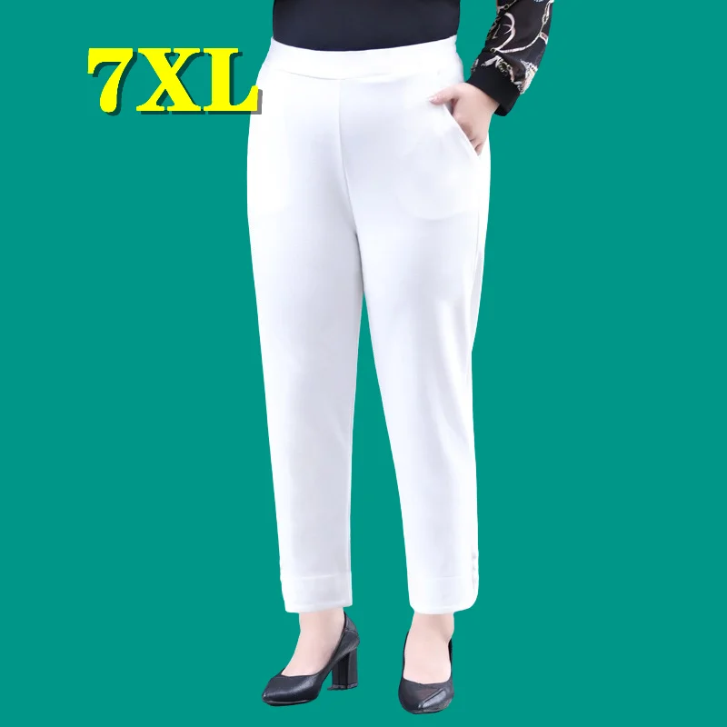 цена Plus Size Bottoms Women Clothing Autumn Pants Black Trousers Oversized 5XL 7XL Streetwear Pantalones New Fashion Free Shipping
