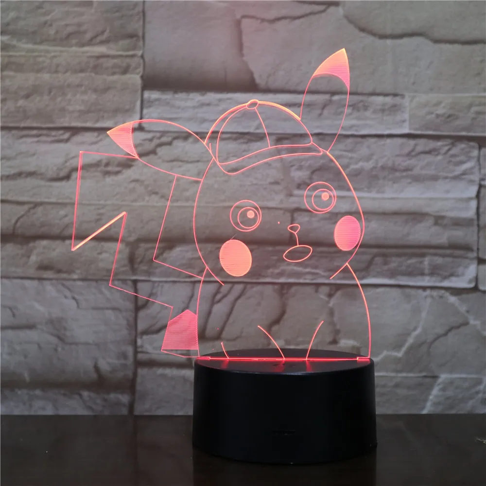 Мультфильм Покемон игра Пикачу мяч 3D лампа USB светодиодный ночник Иллюзия для настроения освещение домашний Декор Детский подарок игрушка Прямая поставка