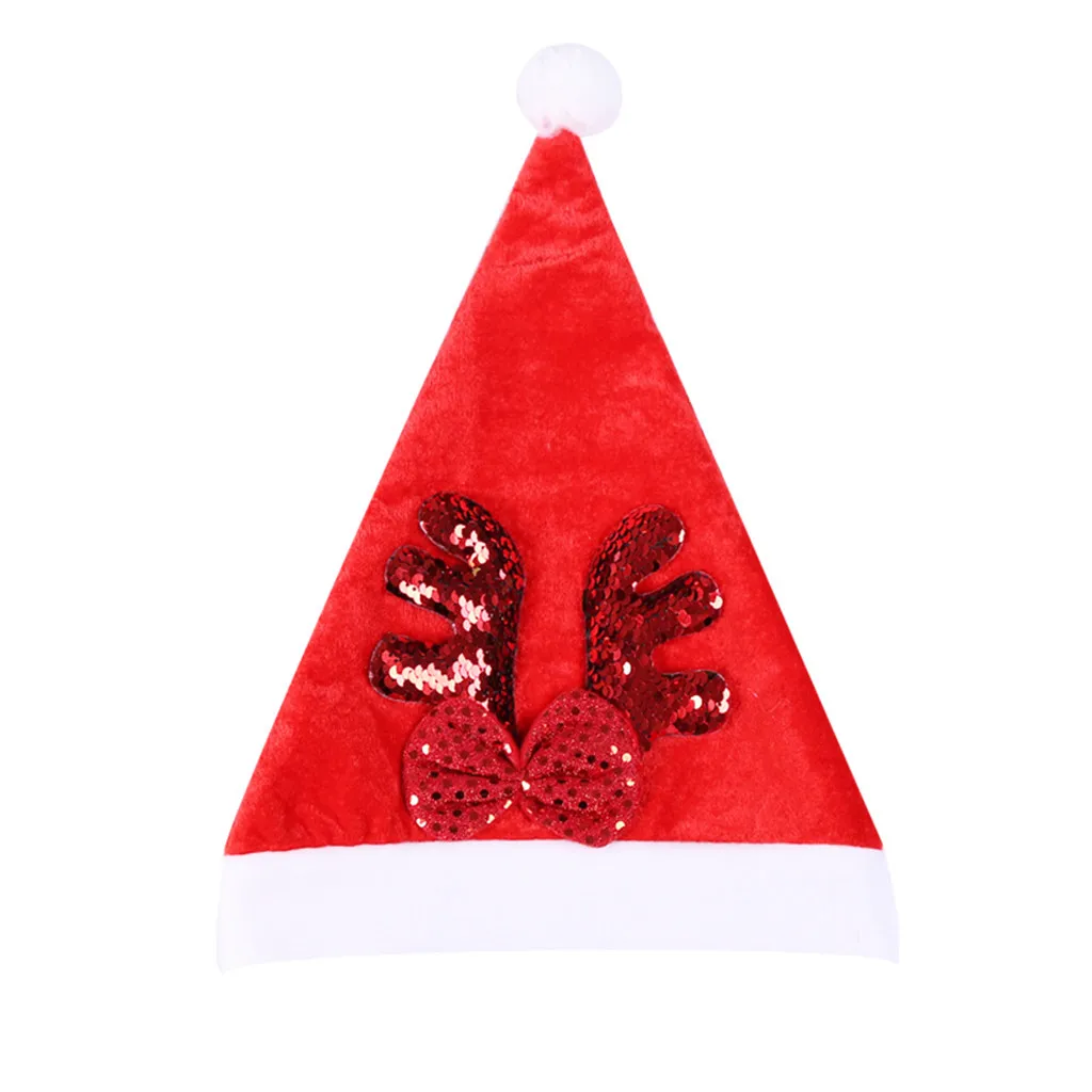 Фланелевая Рождественская шляпа для взрослых, Рождественская шляпа с блестками, Рождественское украшение, хлопковая Женская рождественская шляпа для взрослых, 39X28,5 см# U
