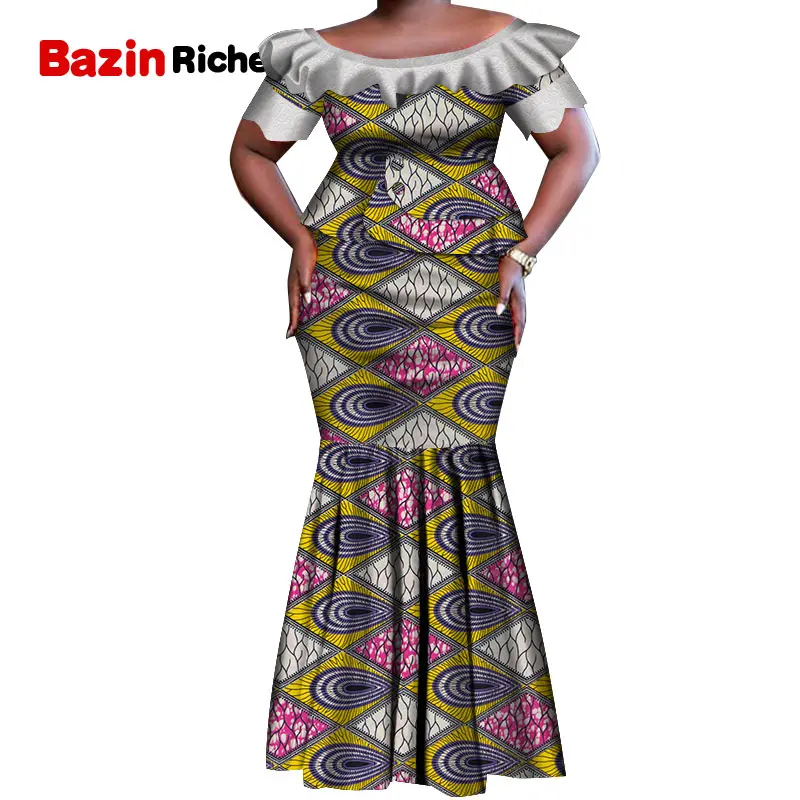 Новая африканская одежда кружевные лоскутные кофты и комплекты с юбкой для женщин базин африканец комплект из 2 предметов с юбкой традиционная одежда WY5212 - Цвет: 8