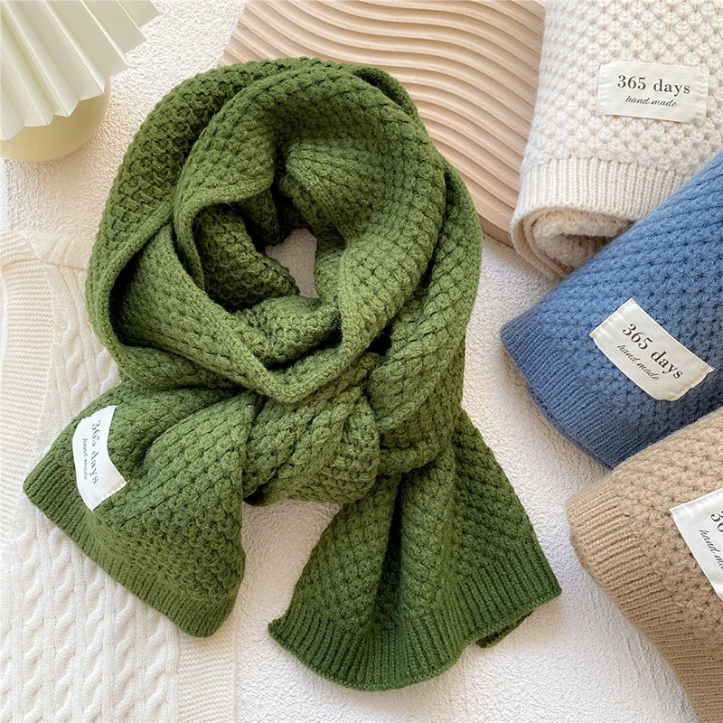 de lana sólida estilo japonés para hombre y mujer, suéter y cálido, chales largos de punto, otoño e invierno, 2021|Bufandas de mujer| - AliExpress