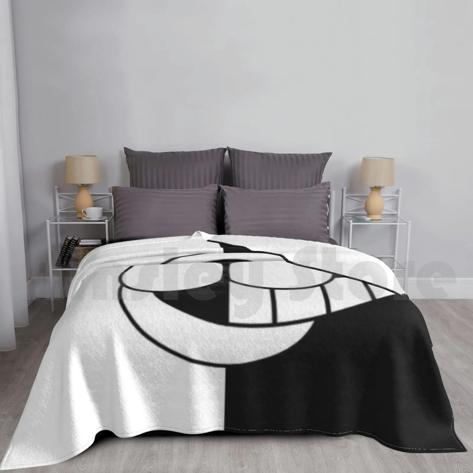 

Monokuma's Smile Blanket For Sofa Bed Travel Danganronpa Monokuma Smile Scary Anime Dark Bear Laugh Evil
