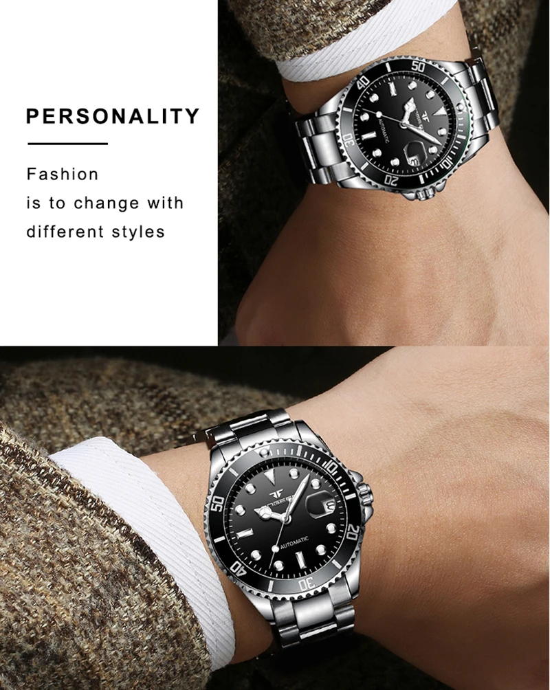 Luxury Brand FNGEEN Mechanical Watch Men Automatic Watch Male Clock Auto Date Men's Watch Luminous Watches Montre Homme 2020