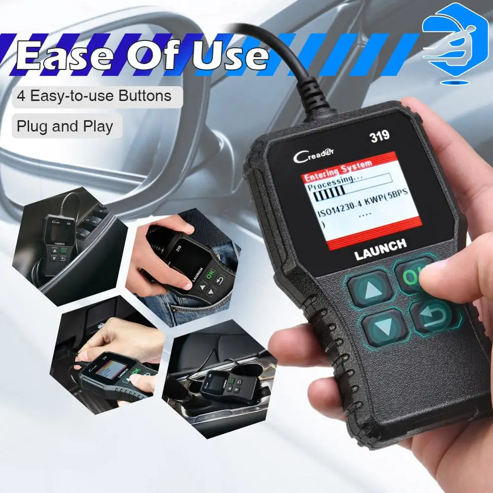 Launch Creader 319 все режимы функций OBDII CR319 OBD2 считыватель кодов неисправностей двигателя автомобиля MIL выключение OBD2 сканирующие инструменты