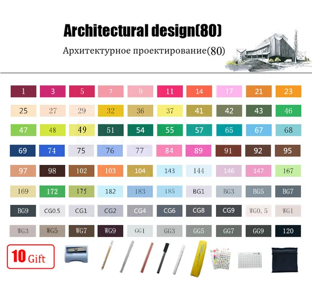 TouchFIVE 30/40/60/80/168 Color Alcohol Markers Dual Headed Artist  Sketch Oily Alcohol Ink Pen Marker For Animation Manga 80 Architectural Set