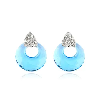 

New Trendy Charming Round Shape Stud Earrings For Women With Quality Crystal for Mother's Day Gift Wholesale