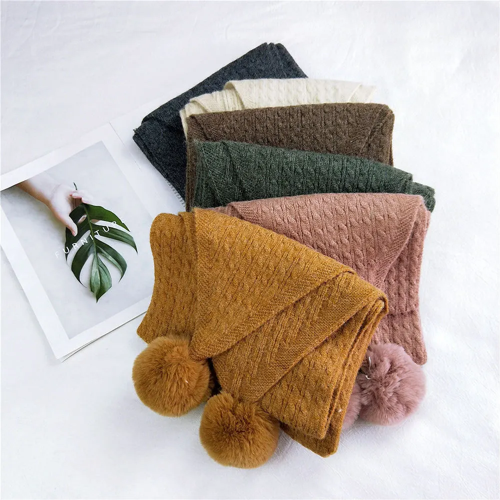 

autumn and winter Double solid color new scarf women's long lovers students warm knitting wool Korean style scarf