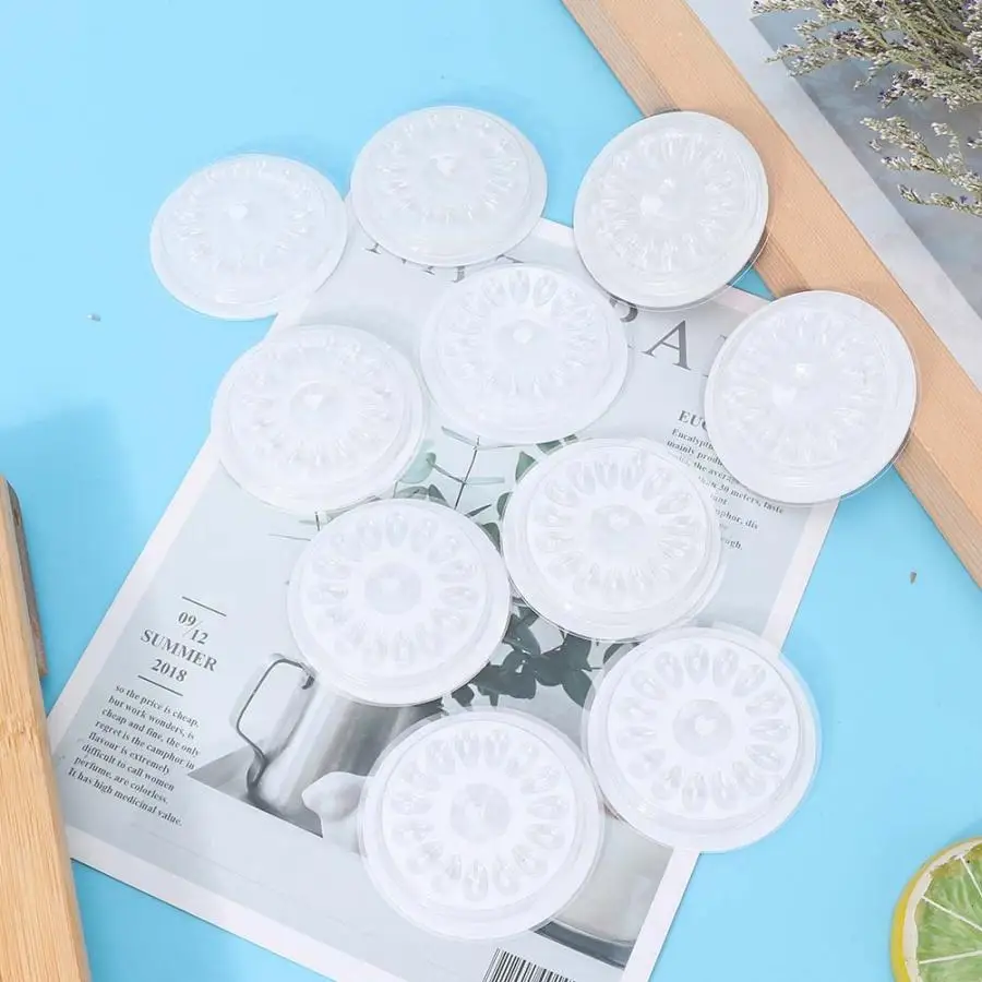 10pcs Plastic Round Palette Nail Polish Pigment Mixing Nail Tips Display Holder Manicure Tool Manicure Nail Art Set