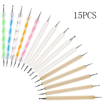 

15 Pcs Dotting Tools Set, Ball Stylus Embossing Pattern Clay Sculpting Carving Modeling Tools Nail Art, Mandala Rock Painting