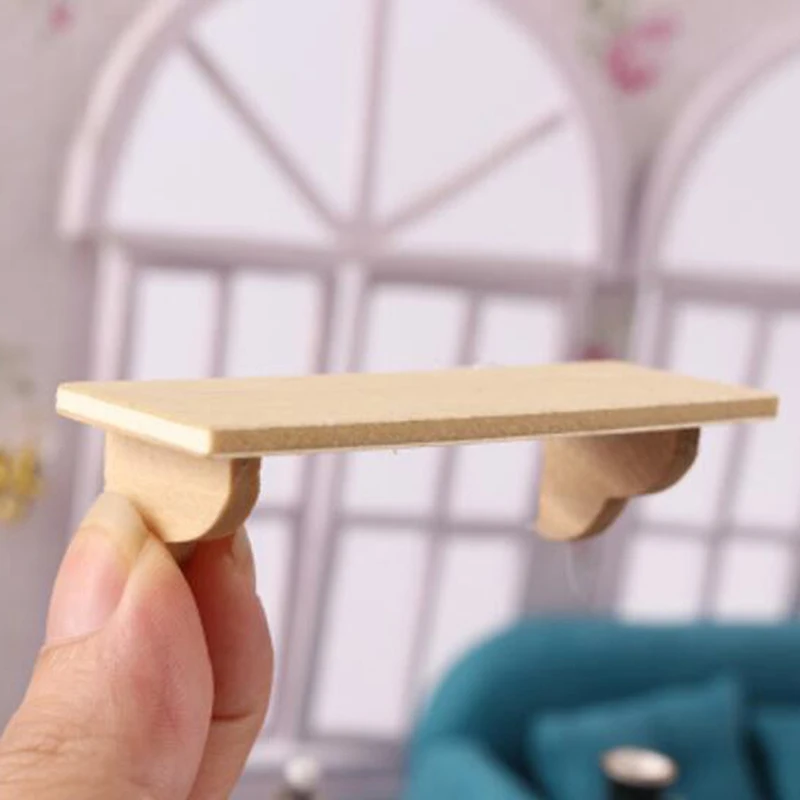 1:12 Doll House  Mini Accessories For Dollhouse Wooden Wall Shelf Wall Shelf Miniature Bathroom Accessory 70*25*19mm metal figure decorative book support holder accessory table and used on the shelf accessories