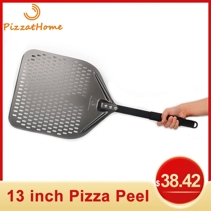 Pizzathome 13 Inch Perforated Pizza Peel Removable Rectangular Pizza