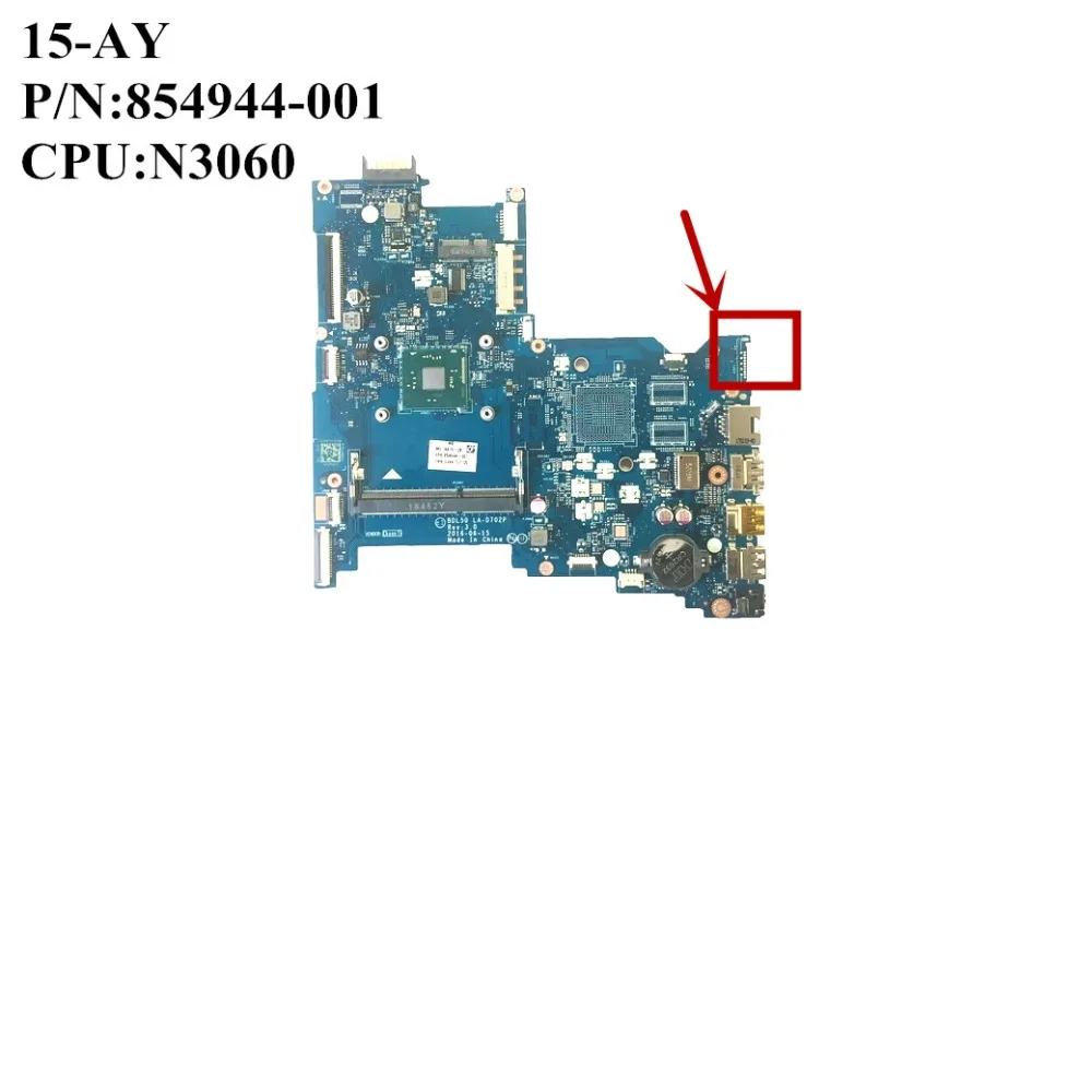 

Excellent For HP 15-AY Laptop Motherboard With N3060 CPU DDR3 854944-001 BDL50 LA-D702P 100% working