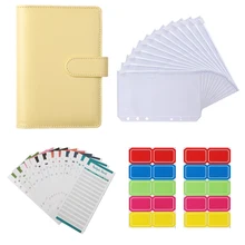 

A6 PU Binder Budget Cash Envelope Packets Lable Macaroon Color Cover Diary Agenda Planner Bullet Cover School Stationery 27pcs