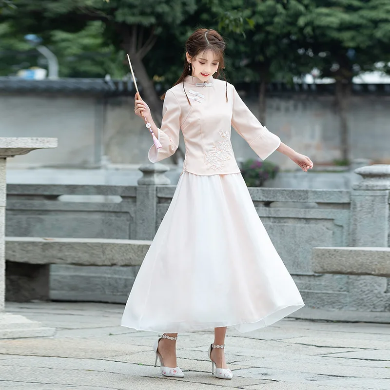 

2019 Spring New Style Ethnic-Style Retro Embroider Jacket + Skirt Hipster Set
