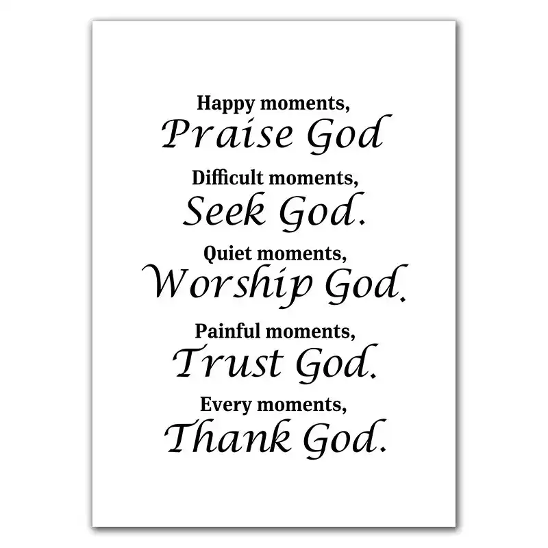 Peinture Sur Toile D Art Chretien Yx131 Affiche De Citation Religieuse Avec Citation De Verselles De La Bible Decor De Maison Chaque Instant Merci Dieu Salon Aliexpress