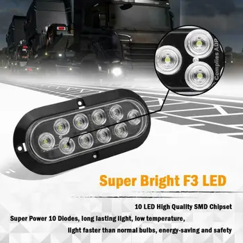 

6" Automotive LED Tail Lights PC Lens + ABS Housing Oval Stop Tail Light Backup